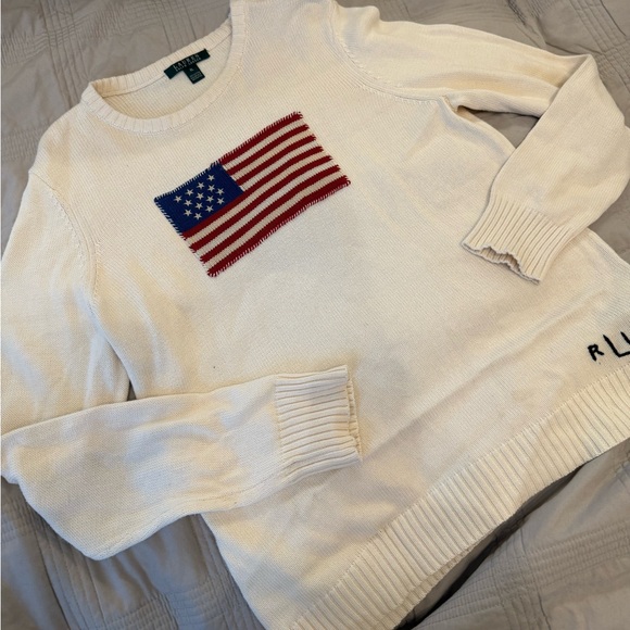 Ralph Lauren Ivory Sweater with Flag Design - Picture 1 of 7